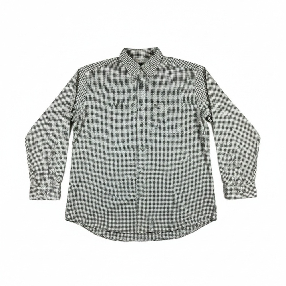 Timberland Mens Button Down Shirt Size Medium Blue Green Gingham Plaid Cotton